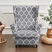 voordelige Hoes voor wingback-stoel-stretch hoes voor een fauteuil, polyester hoes met bloemen-/streep-/geometrische print voor een fauteuil, afneembare decoratieve meubelbeschermer