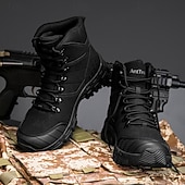 abordables Bottes de randonnée-Bottes de randonnée d&#039;extérieur beiges pour hommes avec semelle en caoutchouc antidérapante et construction respirante, bottes tactiques légères pour la randonnée, le camping et le port quotidien