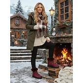 preiswerte Damenstiefel-wasserdichte Schneestiefel für Damen mit Kunstfellfutter – Winterstiefel zum Schnüren mit Reißverschluss und verstellbaren Schnürsenkeln, in mehreren Farben erhältlich