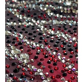 baratos Vestidos de Patinação Artística-Vestidos para Patinação Artística Mulheres Para Meninas Patinação no Gelo Vestidos Vermelho Patchwork Thumbhole Elastano Com Transparência Elasticidade Alta Treino Competição Roupa para Patinação