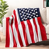 お買い得  ブランケット＆毛布-アメリカ独立記念日 フリースブランケット ソファ用スローブランケット ギフト アメリカ フラッグ クラシック 3D ソファー ベッドサイド 装飾ブランケット 暖かい毛布 ホームデコレーション