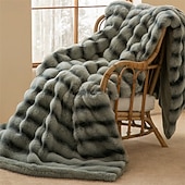 cheap Blankets &amp; Throws-Luxury Thick Rabbit Fur Blanket Soft Plush Throw for Sofa Bed or Office Nap Warm Flannel Blanket