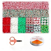 abordables kit para hacer cuentas-Cuentas navideñas para hacer joyas, dijes, cuentas de arcilla para pulseras, collares, manualidades, juego de cuentas de polímero, kit de joyería navideña hecho a mano, accesorios para manualidades