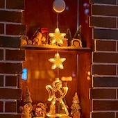 baratos Luzes de cordas de férias-Luz de Janela de Natal 1PC com Bateria Luz de Cortina Branca Quente Suspensa com Ventosa Luz de Árvore de Natal e Estrela para Decoração de Janela em Festa de Natal e Ano Novo