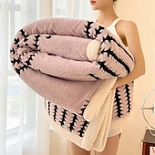 economico Coperte e plaid-Coperta multifunzionale calda in flanella, doppio strato spesso, coperta in pile sherpa cationico in taffetà per divano letto invernale, coperta accogliente per ufficio