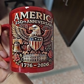 baratos Canecas &amp; Chávenas-Caneca comemorativa do 250º aniversário dos EUA, caneca de cerâmica de 11 onças para café comemora o 250º aniversário dos Estados Unidos, a águia e a bandeira simbolizam o decorador patriótico,