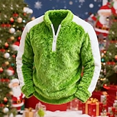 economico Felpa con cappuccio in pile-Per uomo Maglia Felpa in pile Felpa con zip corta Nero Rosa Rosso Blu Marrone Colletto Mao Semplice Patchwork Blocco di colore Sport &amp; Outdoor Casuale Quotidiano Natale Streetwear Cool Inverno
