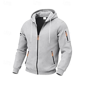 voordelige Tactische Hoodie-Voor heren Trui met capuchon Hoodie met volledige rits Fleece hoodie Tactische capuchon Zwart Marineblauw Khaki Lichtgrijs Donkergrijs Capuchon Effen Vetoketju Zak Sport &amp; Outdoor Casual Dagelijks