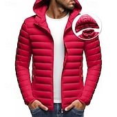 voordelige Heren donsjassen &amp; parka's-Voor heren Winterjas Pufferjas Gewatteerde jas Zak Polyester Vakantie Alledaagse kleding Afspraakje Normaal Modieus Casual Comfortabel Thermisch Warm Winter Effen / effen kleur Zwart Wit Geel Rood