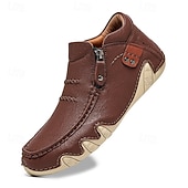economico Stivaletti alla caviglia-mocassini da uomo in similpelle color castagna con cerniera laterale e suola flessibile, mocassini casual fatti a mano per la guida e l'uso all'aperto