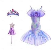 baratos Fantasia de Menina-Semana do Livro 2026 A Pequena Sereia Cauda de Sereia Vestido de Princesa Aqua Vestido de Halloween Fantasia de Cosplay Fantasia para Festa Temática Cosplay Filme Cosplay para Meninas Fantasia Infantil Carnaval Baile de Máscaras