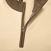 economico T-shirt in maglia waffle-Per uomo Maglietta Waffle Maglietta Manica Lunga Collo alla coreana Tutte le stagioni Blocco di colori Tradizionale / Vintage Casual Con zip All'aperto Casa Sport &amp; Outdoor Cachi Maglietta Top per