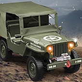 זול בקרות רדיו ומזלט"ים-רכב צבאי RC לאסף - ג'יפ וויליס צבאי בסגנון שלט רחוק - דגם מפורט לחובבים וילדים מתנה לחג המולד
