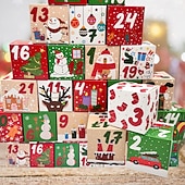 זול קופסאות מתנה ונייר עטיפה-לוח שנה של אדוונט לחג המולד למילוי, 24 קופסאות לוח שנה של אדוונט, לוח שנה של אדוונט למילוי עצמי ליצירה ועמידה, קישוט לחג המולד