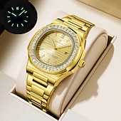 Недорогие Кварцевые часы-Оригинальные бизнес-часы с алюминиевым браслетом модные мужские часы с водонепроницаемостью IPX7 светящийся календарь повседневные кварцевые спортивные часы в коробке