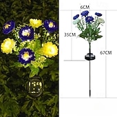 abordables Éclairage au sol-Lampes solaires de jardin, lampe solaire décorative extérieure étanche en forme de fleur, pour jardin, cour, patio, pelouse, décoration extérieure de Noël ou d'Halloween, cadeaux idéaux pour la fête