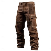 abordables Pantalons Cargo-Homme Pantalons Cargo Pantalon cargo Pantalon en velours côtelé Pantalons de Travail Pantalon en daim Patchwork Multi-poches Jambe Droite Uni Évacuation de l&#039;Humidité Respirant Longueur complète