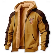 cheap Hunting Hoodies-Men's Deer Fleece Hoodie Jacket Sweatshirt Classic Military Hunting Long Sleeve Crew Neck Outdoor Camping Light Brown Brown Gray Zip Up Fall Winter Designer S M L XL 2XL 3XL