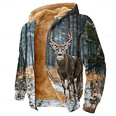 economico Felpe da Caccia-Per uomo Mimetico Cervo Pile Felpa con Cappuccio Giacca di pelle Classico Militare Girocollo All&#039;aperto Campeggio Blu chiaro Blu Con zip Autunno Inverno progettista
