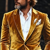 abordables Blazers Classiques pour Hommes-Hommes Manteau d&#039;Hiver Blazers en velours Formel Tenue de soirée Événement / Fête Classique Automne &amp; Hiver Velours Couleur Unie Droit 1 bouton veste Rouge 1 Jaune Bleu Roi Vert foncé