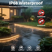 cheap LED String Lights-6.5-164 FT COB Outdoor LED Strip Lights Waterproof AC110V High Voltage COB LED Rope Light Switch with Plug High Density Outside IP65 Flexible Tape Light