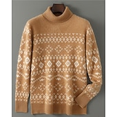 preiswerte Herrenpullover-Herren Weihnachtspullover Wollpullover Pullover Kaschmir Strickpullover Gerippt Stricken Normale Oberteile Gestrickt Geometrisch Rollkragen Mode Basic Urlaub Alltagskleidung Bekleidung Herbst Winter