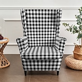 cheap Wingback Chair Cover-Floral, Striped &amp; Geometric Printed Wingback Chair Covers, Stretch Polyester Slipcovers for Armchairs, Decorative Furniture Protectors