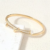 cheap Bracelets-Zircon Geometrical Totem Series Cute Stylish Simple Trendy Chrome Bracelet Jewelry Silver / Golden For Wedding Party Engagement Prom