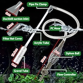 ieftine Produse de curatat-Aspirator manual pentru pietriș, 1,7/2,6 m, cu sifon profesional 3 în 1 pentru acvariu, cu supapă de debit reglabilă - schimbător de apă &amp;îndepărtare a resturilor, instrument de curățare a acvariului