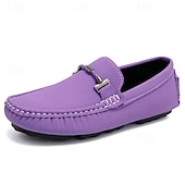 ieftine Loafers casual-Bărbați Mocasini &amp; Balerini Retro Mărime Plus Size Plimbare Casual Zilnic PU piele Comfortabil Cizme înalte Loafer Galben Roz Mov Deschis