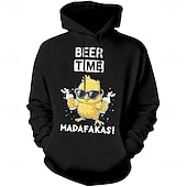 economico felpe 3d da uomo-Felpa con cappuccio grafica per uomo - Beer Time Madafakas divertente stampa di gallina felpa con maniche lunghe