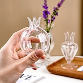 cheap Statues-Cute Flower Bud-shaped Hydroponic Vase A Transparent Glass Flower Arrangement Table Decoration Piece Suitable for Home and Store Table Art Flower Arrangements and Decorative Vases