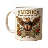 baratos Canecas &amp; Chávenas-Caneca comemorativa do 250º aniversário dos EUA, caneca de cerâmica de 11 onças para café comemora o 250º aniversário dos Estados Unidos, a águia e a bandeira simbolizam o decorador patriótico,