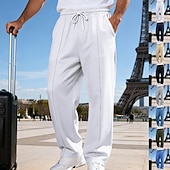 economico Gamba Dritta-Per uomo Pantaloni da tuta Pantaloni Pantaloni della tuta a gamba dritta Coulisse Tasca Elastico in vita Semplice Comodità Sport all'Aperto Quotidiano Moda Casual Verde militare Nero Micro-elastico