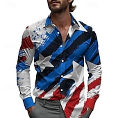 abordables Camisetas Patrióticas 250-Hombre 4 de julio, 250 aniversario de Estados Unidos Bandera estadounidense Camisa Camisa casual Camisa de playa Manga Larga Casual Cómodo Vacaciones Calle Hawaiano Primavera Otoño Diseño Estampado
