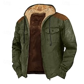 Χαμηλού Κόστους Fleece Hoodie-Ανδρικά Φούτερ με Κουκούλα Πλήρες φερμουάρ με φερμουάρ Fleece Hoodie Πράσινο Χακί Καφέ Με Κουκούλα Σκέτο Κουμπώσου Τσέπη Αθλήματα &amp; Ύπαιθρος Καθημερινά Αργίες Πολυεστέρας Κομψό στυλ street