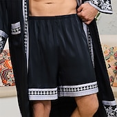  Homme Loungewear Shorts de pyjama Impressions Graphiques Mode Classique Occasionnel Maison Quotidien Lit Polyester Confort Doux Respirant Shorts Taille Élastique Été Noir Blanche