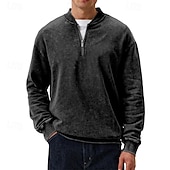 economico Felpe di base-Per uomo Maglia Felpa con zip corta Nero Rosso Blu marino Verde scuro Viola Mezza zip Semplice Zip a un quarto Sport &amp; Outdoor Quotidiano Ferie Poliestere Streetwear Essenziale Casual Primavera