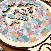 Недорогие Товары для дома-Деревянный пазл в форме кошки из 135 деталей, состоящий из пазлов, макарон, дерева и цветов Моранди, для взрослых, милый деревянный пазл с контуром кошки, креативный подарок-пазл, украшение для