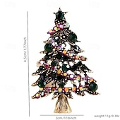 abordables Accessoires pour femmes-broche sapin de Noël – broche de Noël scintillante en cristal vert et arc-en-ciel pour femme