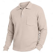 Herre Vaffel poloskjorter Golf poloskjorter Virksomhet Avslappet Knaphul Klassisk Langermet Mote Grunnleggende Helfarge Lomme Høst Vinter Alle årstider Normal Hvit Lyseblå Rød Navyblå Lilla Grønn billige Klassisk poloskjorte for menn-Herre Vaffel poloskjorter Golf poloskjorter Virksomhet Avslappet Knaphul Klassisk Langermet Mote Grunnleggende Helfarge Lomme Høst Vinter Alle årstider Normal Hvit Lyseblå Rød Navyblå Lilla Grønn