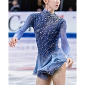 halpa Taitoluistelupuvut-taitoluisteluasut aikuisille ja lapsille räätälöidyt sininen elastaaniverkko luokittelu esitysasut kilpailutreenin tekojalokivi naisten hameet esiintymisasut