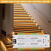 cheap Lamp Bases &amp; Connectors-32 Channel Motion Sensor LED Stair Controller Automatic Staircase Lighting Controller Short Circuit Proof Stairway Step Light Controller Adjustable Brightness for Indoor Under Stair Lighting DC12-24V