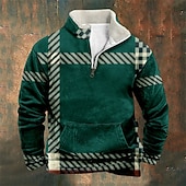 economico Felpe 3D da uomo-Per uomo Maglia Felpa in pile Felpa con zip corta Giallo Verde Mezza zip Geometrico Plaid Zip a un quarto Sport &amp; Outdoor Quotidiano Ferie Poliestere Streetwear Essenziale Casual Autunno Inverno