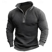 cheap Basic Sweatshirts-Men's Sweatshirt Quarter Zip Sweatshirt Wine Army Green Brown Coffee Gray Half Zip Plain Half Zip Sports &amp; Outdoor Daily Holiday Polyester Streetwear Basic Casual Fall Winter Clothing Apparel Hoodies