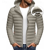 voordelige Heren donsjassen &amp; parka's-Voor heren Winterjas Pufferjas Gewatteerde jas Zak Polyester Vakantie Alledaagse kleding Afspraakje Normaal Modieus Casual Comfortabel Thermisch Warm Winter Effen / effen kleur Zwart Wit Geel Rood