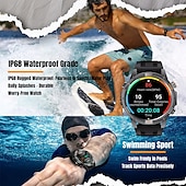 رخيصةأون ساعات ذكية-ساعة ذكية 2025 بنظام تحديد المواقع العالمي (GPS) بشاشة 1.46 بوصة مزودة ببوصلة ومصباح يدوي وبلوتوث ومكالمات وبطارية 580 مللي أمبير في الساعة ومقاومة للماء وتتبع اللياقة البدنية وساعة رياضية ذكية