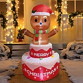 クリスマスジンジャーブレッドマン、メリークリスマスケーキ、LED照明付きインフレータブルエアモデル、屋内および屋外のリビングルーム、中庭、芝生パーティー、お祭りの雰囲気の装飾ライトオーナメント1.5メートル/ 5フィート お買い得  屋外のクリスマスライト-クリスマスジンジャーブレッドマン、メリークリスマスケーキ、LED照明付きインフレータブルエアモデル、屋内および屋外のリビングルーム、中庭、芝生パーティー、お祭りの雰囲気の装飾ライトオーナメント1.5メートル/ 5フィート