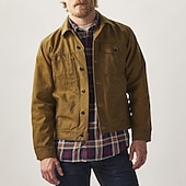 abordables Chaquetas Cargo-Hombre Chaqueta de camionero Chaqueta tipo cargo Vacaciones Diario Resistencia al desgaste Bolsillo Primavera Otoño Plano Moda Clásico Diseño Regular Marrón Chaquetas