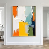 cheap Abstract Paintings-Original Abstract Color Block Painting Modern Geometric Canvas Art Large Textured Colorful Wall Art Handmade Office Decor